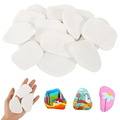 Afbeelding van 15 stuks stenen om te beschilderen, 5 8 cm geschilderde kiezelstenen, gladde kiezelstenen strandkiezelstenen, grind, decoratieve stenen, natuursteen, doe het zelf aquariumstenen