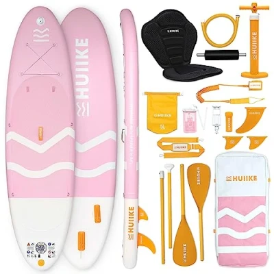 Afbeelding van HUIIKE Stand Up Paddle Board met Accessoires, Peddel, Vinnen, Pomp. Opblaasbaar Supboard Uitstekende Stabiliteit en Weerstand. 305 x 84 15 cm, Maximaal Draagvermogen 130 kg