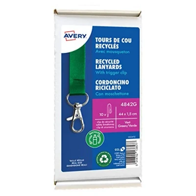 Afbeelding van AVERY Doos met 10 groene gerecyclede halsbanden karabijnhaak. 44 cm lang x 1,5 breed. (4842G)