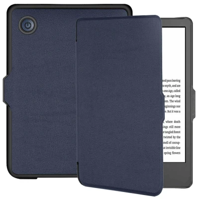 Afbeelding van Tolino Shine 4 Hoes: iMoshion Slim Hard Case Bookcase Donkerblauw Kunstleder E Reader Hoezen