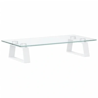 Afbeelding van vidaXL Monitorstandaard 40x20x8 cm gehard glas en metaal wit