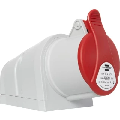 Afbeelding van Brennenstuhl industriële CEE wandcontactdoos, 5 polig, stekker, 400 V/32 A, met deksel voor buiten, ideaal bouwplaats, industrie, IP44, 32 A