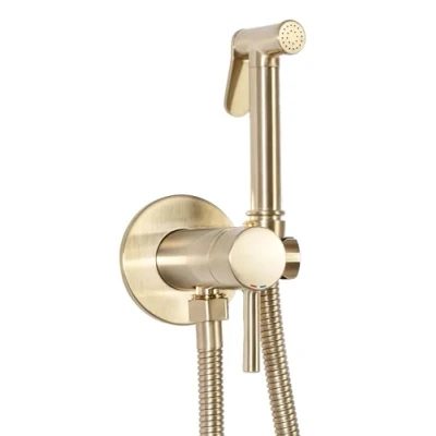 Afbeelding van REA Loop Bidetkraan Inbouw Mengkraan met Bidet Sproeier Set Goud Geborsteld