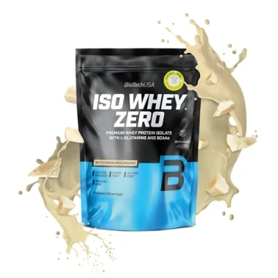 Afbeelding van BioTechUSA Iso Whey Zero Premium Protein Isolate Grass Fed Enzyme Free Sugar and Gluten free, 454 g, WitteChocolade