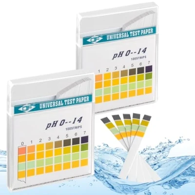 Afbeelding van ECENCE 200 stuks pH teststrips, meetbereik 0 14 lakmoes indicator universeelpapier, zuurtest voor aquariums, drinkwater