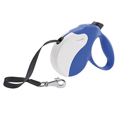 Afbeelding van Ferplast Uitschuifbare hondenriem AMIGO LARGE, riem voor grote honden tot 50 kg, max. 5 m riem. Enkele vergrendel en ontgrendelingsknop, blauw, witte kap