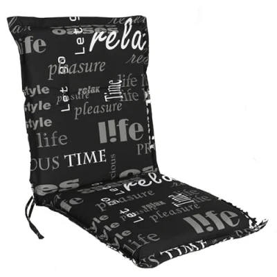 Afbeelding van Spetebo Universeel kussen met lage rugleuning, 105 x 50 cm, lifestyle, tuinstoel, zitkussen stoelkussen, zwart bevestigingsriem