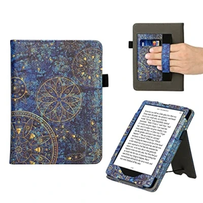 Afbeelding van kwmobile e reader hoesje compatibel met Amazon Kindle Paperwhite 11. Generation 2021 Ereader case van kunstleer Mandala in geel/donkerblauw