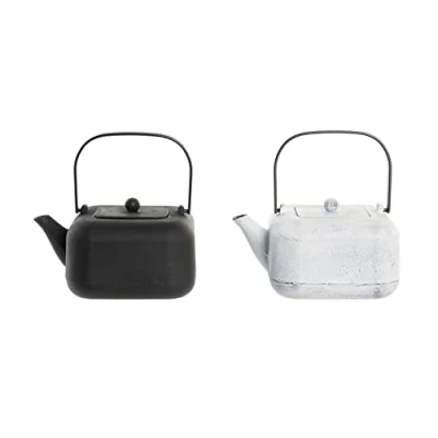 Afbeelding van Theepot DKD Home Decor Zwart Roestvrij staal Wit 1,2 L (2 Stuks)