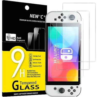 Afbeelding van NEW&#039;C 3 Stuks, Screen Protector voor Nintendo Switch (modèle OLED), Gehard Glass Schermbeschermer Film 0.33 mm ultra transparant, resistent