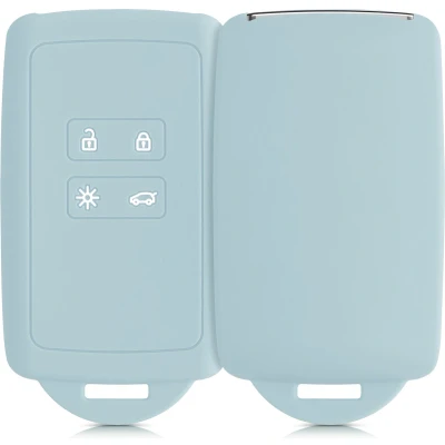 Afbeelding van kwmobile autosleutelhoes geschikt voor Renault 4 knops Smartkey autosleutel (alleen Keyless Go) Siliconenhoes in cool mint Sleutelcover