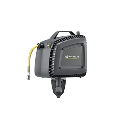 Afbeelding van MICHELIN MBL GO compressor bevestigbaar aan de muur met automatische haspel 10 meter slang Blaaspistool inbegrepen Vermogen 1,5 pk Maximum druk 8 bar Luchtdebiet 160 l/min,Blauw