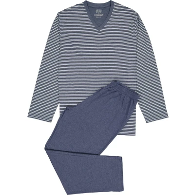 Afbeelding van Ceceba heren pyjama blauw met wit gestreept Maat: 8XL