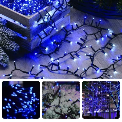 Afbeelding van Cheqo® Kerstverlichting Kerstboomverlichting Kerstlampjes Sfeerverlichting LED Verlichting Voor Binnen en Buiten Tuinverlichting Feestverlichting Lichtsnoer 320 LED&#039;s 24M Timer 8 Lichtfuncties Geheugen Blauw