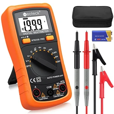 Afbeelding van Neoteck Auto Variërende Digitale Multimeter AC/DC Spanning Huidige Ohm Capaciteit Frequentie Diode Transistor Hoorbare Continuïteit, Multi Tester met Backlit LCD