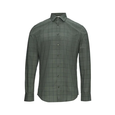 Afbeelding van s.Oliver BLACK LABEL geruit slim fit overhemd donkergroen
