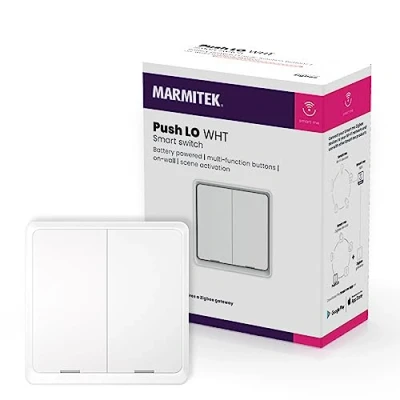 Afbeelding van Marmitek Zigbee Wifi Schakelaar Dubbelvoudig Push LO WHT Slimme 6 functies Smart Switch 3.0 Wit