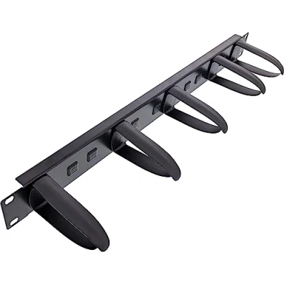 Afbeelding van InLine 19&quot; kabelmanagementpaneel, 5 verwijderbare kunststof beugels, RAL 9005, zwart, Accessoires voor serverkasten, Zwart