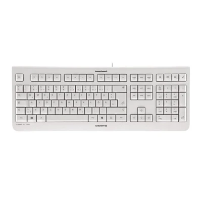 Afbeelding van CHERRY KC 1000, Bedraad toetsenbord, Belgische indeling (AZERTY), Plug &amp; Play via USB poort, Plat ontwerp, Fluisterstille toetsaanslag, Wit Grijs