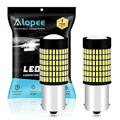 Afbeelding van Alopee 2 pack 1156 auto achteruitrijlampen 9V 30V 1500 lumen 3014 144 SMD LED met projector vervanging 1141 1073 7506 1003 voor interieur RV Camper Tail Backup Light 6000K Xenon Wit