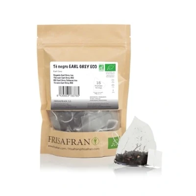 Afbeelding van FRISAFRAN Bio Earl Grey Zwarte Thee in piramides 15 eenheden 30g Antiseptisch theeblaadjes Energiek theezakjes Frisse en bloemige graafgrijs