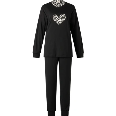 Afbeelding van Dames pyjama interlock van Lunatex Zwart maat XL