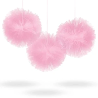 Afbeelding van Amscan Feestdecoratieset Roze Tule 3 Stuks