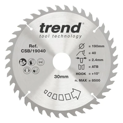 Afbeelding van Trend CraftPro combinatie TCT zaagblad, 190 mm x 40 tanden 30 asgat, wolfraamcarbide getipt, CSB/19040
