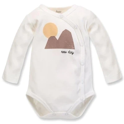 Afbeelding van Pinokio Bodysuits voor babyjongens, lange mouwen, buttoned ondergoed, Ecru Mountains, 74 cm