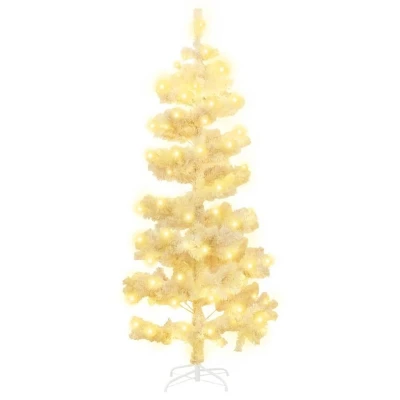 Afbeelding van Kunstkerstboom met verlichting en standaard 150 cm PVC wit