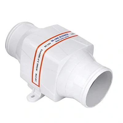 Afbeelding van SOULONG 75 mm luchtventilator, witte buisventilator, 12 V afvoerventilator, stille afvoerventilator voor mooie jachten, gebouwen en caravans