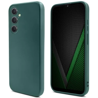 Afbeelding van Moozy Lifestyle. Siliconen Hoes voor Samsung A34 5G, Donkergroen Premium Lichtgewicht met Matte Afwerking en Zachte Microvezel Voering Liquid Silicone Case Cover