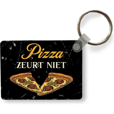 Afbeelding van Sleutelhanger Pizza Vintage Quotes Uitdeelcadeautjes Plastic Vaderdag cadeau Geschenk Cadeautje voor hem Tip Mannen
