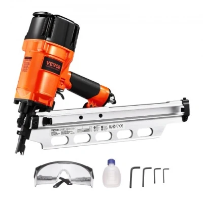 Afbeelding van VEVOR Pneumatische spijkermachine Spijkerpistool Nietmachine 50 tot 90 mm 21 Volronde kop