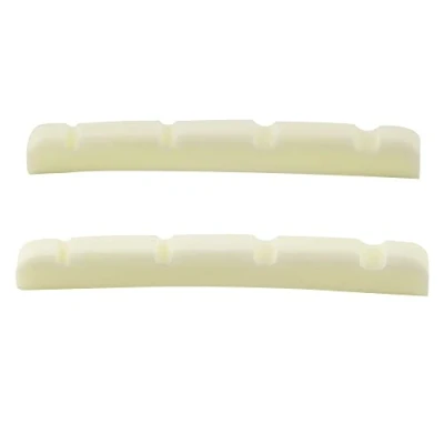 Afbeelding van Musiclily Pro 41,91mm Slotted P stijl Basgitaar Topkam Been Curved Bodem voor 4 snarige Fender Style Precision Bass, Ivoor (2 Stuks)