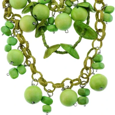 Afbeelding van Behave Ketting met meerdere lagen en groene houten kralen
