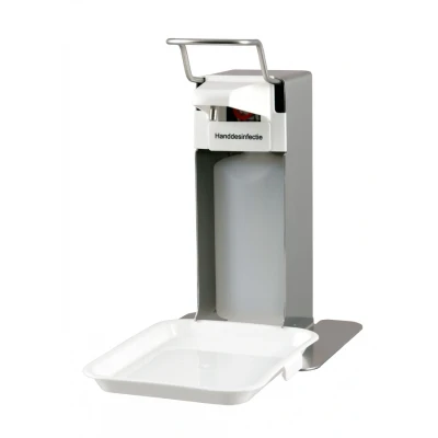 Afbeelding van MediQo line zeep en desinfectiedispenser 500ml + opvangschaal MQLTD05E RVS