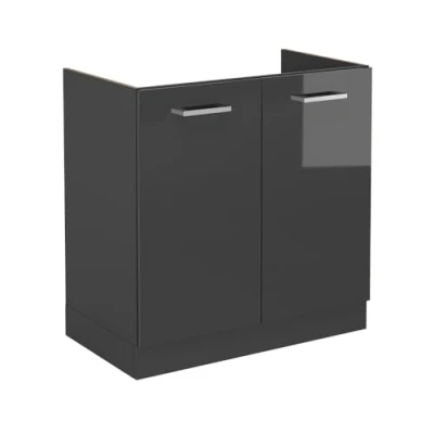 Afbeelding van Vicco Wastafelkast R Line, Antraciet Hoogglans/Antraciet, 80 cm zonder werkblad