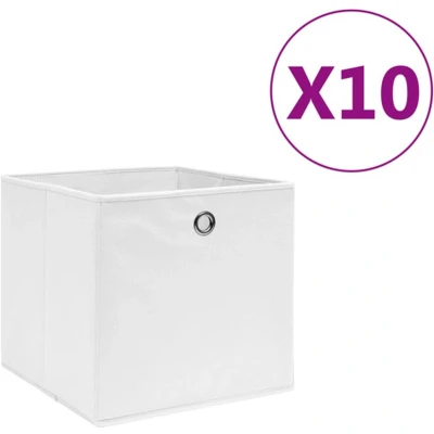 Afbeelding van Opbergboxen 10 st 28x28x28 cm nonwoven stof wit