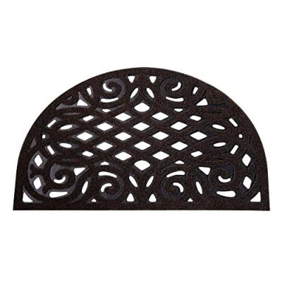 Afbeelding van Nicoman Decoratieve buitendeurmat trapmatten, zware en vuilvanger veranda, rubberen slipbestendig (halve maan 75x44cm) chocolade