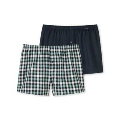 Afbeelding van Schiesser Herenslips 2P Boxershorts multipack Blauw/Groen katoen 3XL Heren