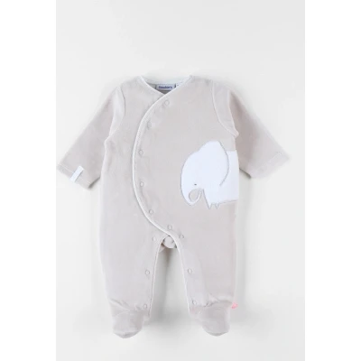 Afbeelding van Noukie&#039;s Pyjama Unie Velour Pyjaam Beige Oliefant 0 maand 50