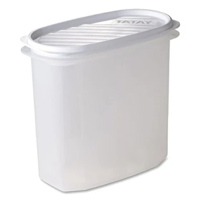Afbeelding van TATAY Voedselopslag, luchtdicht, inhoud 2 liter, flexibel drukdeksel, BPA vrij, geschikt voor magnetron en vaatwasser, wit. Afmetingen: 18,4 x 9,7 17,8 cm