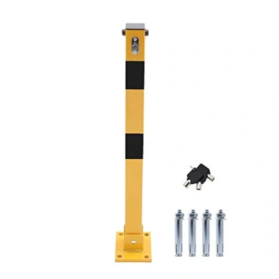 Afbeelding van TOPWAY Auto Parking Space Lock Bolder, Geel en Balck Afsluitbaar Vouw naar beneden Barrière Post, Privé Oprit Guard Saver Blocker, Bovenste vergrendeling, 70cm Hoogte 161893