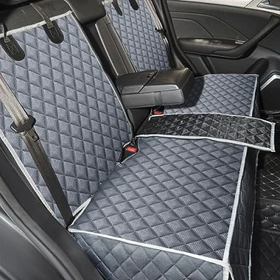 Afbeelding van ANOSOSPECIAL Grijze hondenautostoelhoes voor achterbank X Large, anti aanbakbont, huisdiervriendelijk en waterdicht universele pasvorm interieurbeschermer auto, bestelwagen, SUV ideaal