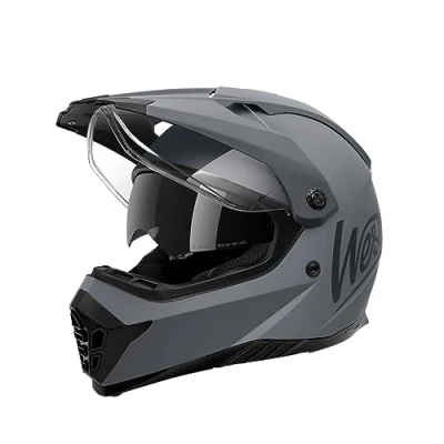 Afbeelding van WESTT cross X motorhelm I motorcrosshelm met vizier helm heren fullface MTB quad ECE gecertificeerd Grijs L (59 60cm)