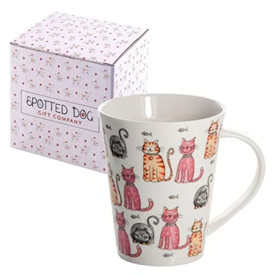 Afbeelding van SPOTTED DOG GIFT COMPANY Kat Koffiemok, Schattige Keramische Mok Koffiekop Theekop, Cadeau voor Kattenliefhebbers, 360ml / 12.2oz