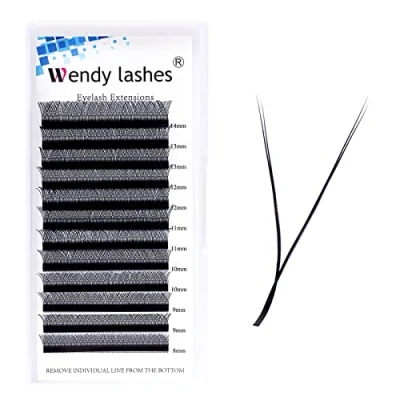 Afbeelding van Y wimpers Pre Made 2D Russische 0,07 mm vorm C krul 15mm natuurlijke individuele cluster wimperextensions by Wendy(Y 0.07 15)