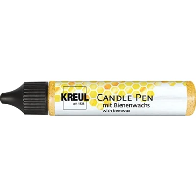 Afbeelding van KREUL 49733 Kaarsenpen, glitter goud, 29 ml, kaarsenpen met fijne schilderpunt, verf bijenwas voor het decoreren &amp; beschilderen van kaarsen