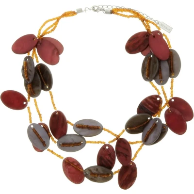 Afbeelding van Behave Schelpen ketting grijs bordeaux 40 cm